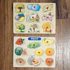 Wooden Puzzle Set for Kids - Fruit and Nature Theme